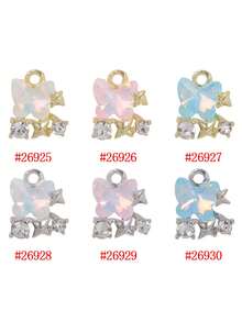 5pcs Dreamy Butterfly & Star Shaped Alloy Pendant Charms, DIY Jewelry Making Supplies For Women - Multicolor - View 5