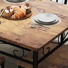 Juego de mesa de comedor para 4 personas, mesa de cocina pequeña y sillas para comedor, juego de mesa de comedor estilo granja moderna de 43'', comedor rectangular que ahorra espacio con tablero de madera - Nubes de fuego - Ver 4