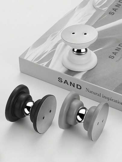 2pcs Powerful Magnetic Door Stopper, Bottom Magnetic Door Stopper, Double-Sided Tape, Matte Black Decorative Door Stopper, Noise-Reducing Silicone Material, Easy Installation Without Drilling, Suitable For Hotels And Homes, Anti-Collision