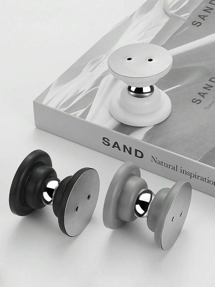 2个强力磁性门挡，底部磁性门挡，双面胶带，哑光黑装饰门挡，降噪硅胶材质，无需钻孔即可轻松安装，适用于酒店和家庭，防碰撞 - 彩色 - 查看 1