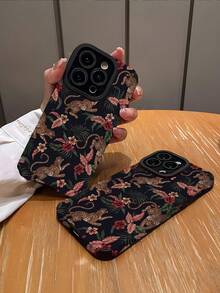 1个粉色豹纹条纹经典防摔软皮手机壳，适合日常使用/节日/春/夏/秋/冬，时尚百搭，适合年轻人/女性/上班族/青年，兼容 11/12/13/14/15/16/16 Plus/16 Pro/16 Pro Max/17/17 Air/17 Pro/17 Pro Max - 彩色 - 查看 2