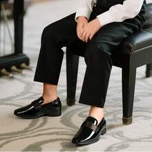 Boy's Dress Shoes Formal Tuxedo Shoes Slip-On Loafers For Party Wear(Note:Runs Small Recommend Order One Size Up) - màu đen - Xem 2