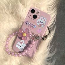 1pc Purple Silicone Phone Case With Cat Pattern & Beaded Lanyard, Compatible With IPhone 16, 15, 14, 13, 12, 11 Pro Max, XS Max, X, XR, 8, 7, 6, 6S Mini, Plus And 2022 SE. A Perfect Birthday Gift For Girlfriend, Boyfriend, Friend Or Yourself, Designed To Prevent Dropping. - Purple - View 7