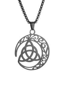 1件新款不锈钢爱尔兰凯尔特结新月项链，男女通用，三位一体幸运护身符首饰礼品 - 時尚 - 查看 11