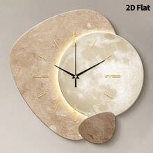 1pc 2D Flat Planet Surface Texture & Color Block Silent Wall Clock, Super Quiet Quartz Movement, No Ticking Sound, Suitable For Decorating Living Room, Bedroom, Office, Kitchen And Cafe, Perfect Decorative Gift For Friends And Family, Home Decor, Back To School Room Decor, Study Supplies - Multicolor - View 4