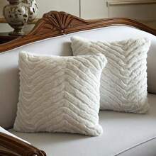 1pc Solid Color Houndstooth Decorative Pillow Cover, Luxury Style Pillow Sham Suitable For Bedroom, Sofa, Living Room, Great Gift - White - View 2