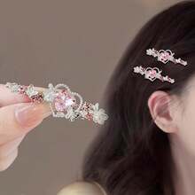Exquisite Sweet Cool Love Rhinestone Hair Clip For Women, Small Design Side Clip Bangs And Loose Hair Clip, Temperament Hairpin Headwear - Nhiều màu - Xem 1
