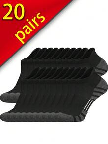 20只/10只/5只/1双 黑白男士夏季袜子，时尚休闲舒适，适合户外运动、跑步、健身，压缩膝袜，商务休闲假日黑白中筒袜，假日礼物（透气），适合鞋码（39-42/43-46） - 彩色 - 查看 11