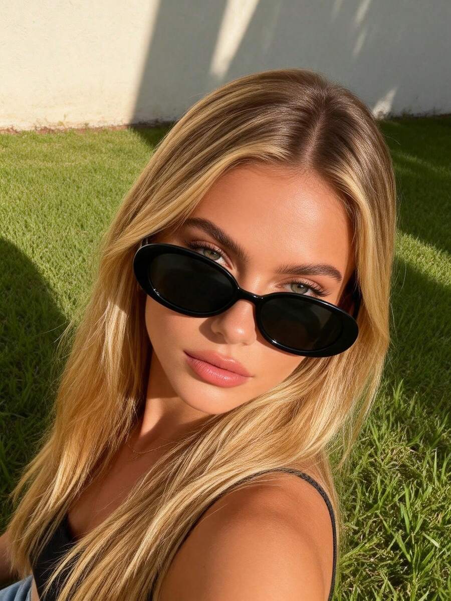1pc Women's Fashionable Oval Frame Glasses, Classic & Stylish Eyewear Suitable For Daily Life And Summer Travel