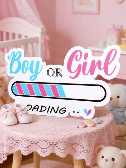 1pc Creative Gender Reveal Board, Suitable For Baby Shower Party, Loading Bar Design, Pregnancy Gender Reveal Prop, Durable Foam Board Wall Decor, Ideal For New Parents, Boy Or Girl Gender Reveal Party Backdrop, Loading Bar Theme Pregnancy Announcement Poster, Applicable For Baby Shower Supplies And Photo Props, Gender Reveal Party Pregnancy Announcement Board