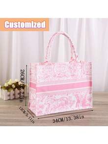 1pc Customized Thank You Tote Bag - Personalized Canvas Beach Shopping Bag With Custom Name, Foldable, Machine Washable, Multipurpose Large Capacity Lightweight And Practical For Women - Multicolor - View 5