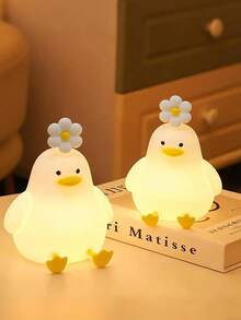 1pc Cute Duck Shape Nightlight, USB Rechargeable Sensor Nightlight, LED Silicone Tap Light, Bedroom Rechargeable Lamp, 3 Brightness Levels Adjustable Timing Nightlight, Bedroom And Living Room Atmosphere Lamp - Multicolor - View 2