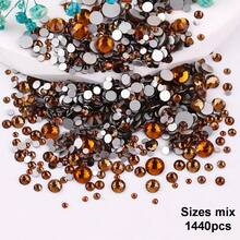 SS6 2MM-SS30 6.4MM, 7 Sizes, Non-Hot Fix, Adhesive Round Flat Bottom Glass Crystal Rhinestones, Multi-Color Crystal Gemstone Jewelry Beads DIY Glass Stone Diamond Design Accessories, Glitter Nail Art Stickers Decoration, Suitable For Phone Cases, Clothes, Bags, Shoes, Crafts - Multicolor - View 67
