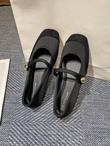 Giày bệt Mary Jane kiểu retro mới cho nữ, giày bệt quai mảnh tối giản, mềm mại, thanh lịch cho mùa xuân/hè. - màu đen - Xem 12