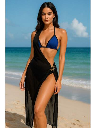 Saída de praia vestido uma manga De sol Verão feminino