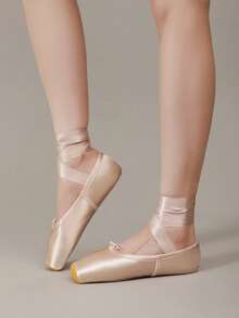 Women's Fashion Light Pink Satin Ballet Pointe Shoes, Non-Slip Rubber Sole, Indoor/Outdoor Dance Shoes, Toe Protection, Wrap-Around Ribbon, Professional Performance Dance Hall Comfortable & Lightweight - Baby Pink - View 3