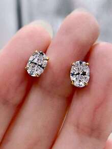 Elegant Cubic Stud Earrings Women Wedding Engagement Anniversary Party Jewelry Valentine's Day Valentines,Mom,Mother,Mother's Day, - 白色 - 查看 4