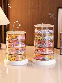 1 件儿童多层旋转发饰收纳盒，透明抗氧化女童发带和发夹收纳盒 - 彩色 - 查看 2