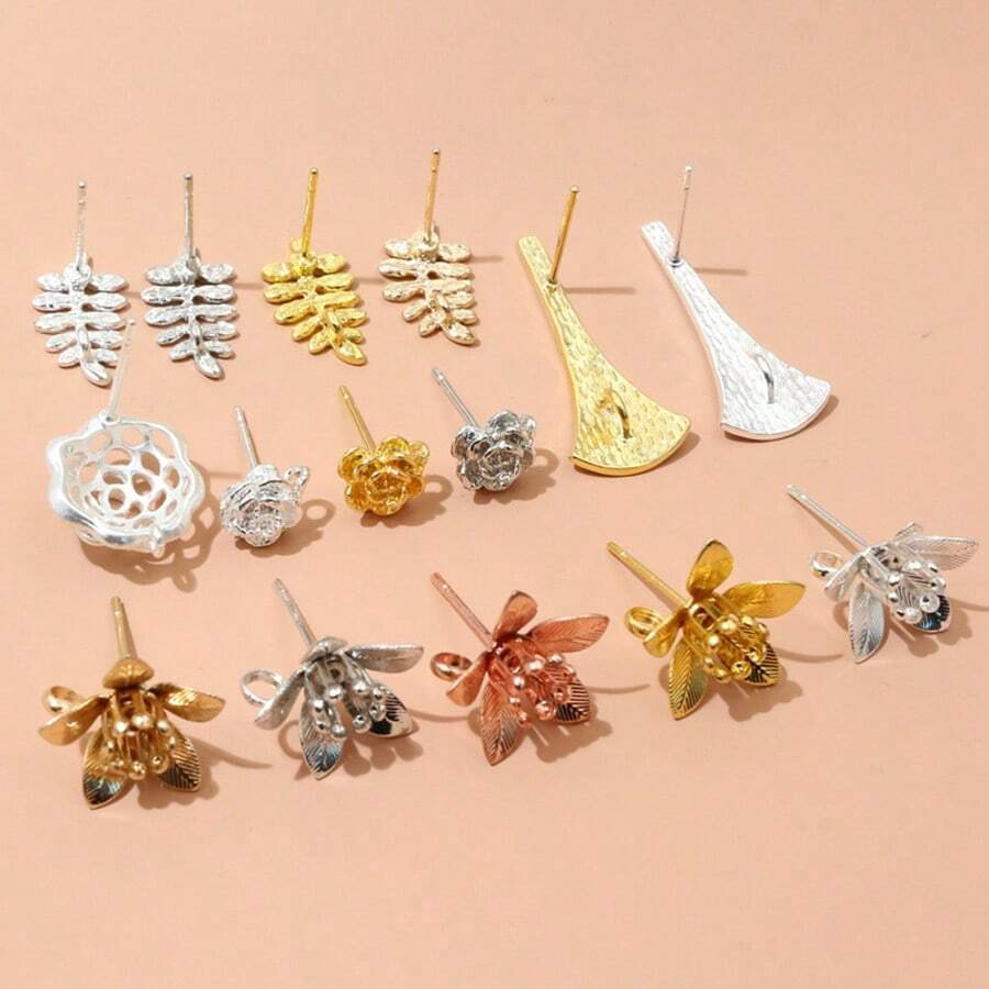 6-10个黄铜金属花朵耳钉耳针 DIY耳钉钩 首饰制作配件 - 耳環 - 查看 1