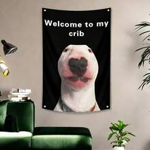 1pc 100% Polyester Welcome To My Cradle 3x5 Feet Wall Flag, With 4 Brass Eyelets - An Interesting Decorative Banner, Suitable For Parties, Yards, Bedrooms, Bars, University Dormitories - - Black - View 5