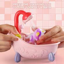 DIY浴室可爱宠物涂鸦套装，包含卡通动物玩具、浴缸、淋浴喷头和可重复使用的水洗画笔。儿童艺术手工套装，创意绘画套装。理想的生日、节日和派对礼物。 - 彩色 - 查看 2