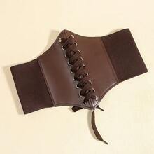 1 chiếc áo khoác nữ bằng chất liệu PU nhiều màu sắc, có khóa dán và dây thắt eo, phù hợp cho mặc hàng ngày và các dịp lễ. - màu nâu - Xem 3