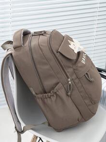 1 PC Brown Solid Color Animal Portable Travel Versatile Commuting Backpack,Multifunctional And Large Capacity Fashionable And Casual Large Capacity Portable Zipper School Bags,Travel Storage Stationery Storage,Vacation Essentials Satchel, Suitable For Earphones, Chargers, Lipstick, Cosmetics, Perfume, Skin Care And Beauty Products, Nurses, Students, Keys, Holiday Gifts - màu nâu - Xem 2