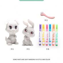 DIY浴室可爱宠物涂鸦套装，包含卡通动物玩具、浴缸、淋浴喷头和可重复使用的水洗画笔。儿童艺术手工套装，创意绘画套装。理想的生日、节日和派对礼物。 - 彩色 - 查看 11