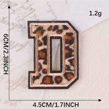 A-Z English Letter Patches, Leopard Print Embroidered Iron-On Stickers, Suitable For Clothing, DIY Name Apparel