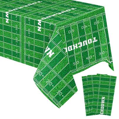 1-Piece/3 Piecesfootball Party Decoration Disposable Tablecloth Plastic Touchdown Tablecloth For Birthday Football Party Game Decoration 54 X 108 Inches