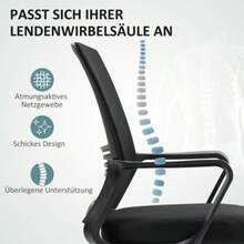 Swivel Office Chair, Adjustable, On Casters, Black - Black - View 5