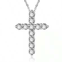 1件闪亮镶满水钻的银色十字架项链，创意优雅的铜质吊坠搭配锆石不锈钢链，日常祈祷祝福幸运饰品，生日、节日、周年纪念日礼物，送给朋友和爱人 - 銀色 - 查看 6