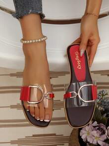 Dép xăng đan đế bằng thời trang nữ, giày hè thường ngày với khóa cài sành điệu, kiểu dáng bohemian, thích hợp mang ở nhà. - Nhiều màu - Xem 4