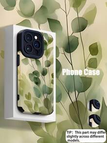 1pc Fashion Personalized Eucalyptus Leaf Striped Faux Leather Protective Soft Phone Case, Suitable As Birthday, Holiday Gift For Friends, Family, Couples, Compatible With IPhone 17/17 Air/17 Pro/17 Pro Max, 16/16 Plus/16 Pro/16 Pro Max, 15/15 Plus/15 Pro - Multicolor - View 1