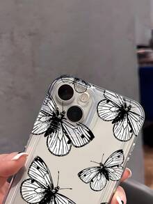 1pc Minimalist Hollow White Butterfly Pattern Transparent Shockproof Soft Phone Case Suitable Compatible With Apple 17/17 Pro/17 Pro Max/17 Air/16/16 Plus/16 Pro/16 Pro Max - Multicolor - View 5