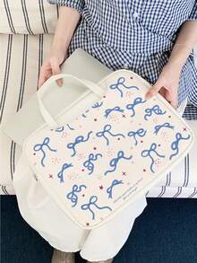 1 件装，蓝色星形蝴蝶结笔记本电脑手提包，轻便时尚，适用于 16 英寸/15 英寸/14 英寸笔记本电脑，PU 皮革防水加厚防震笔记本电脑包，大学生出行必备 - 白色 - 查看 11