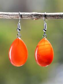 天然石材颜色深浅纹理随机天然石材水滴吊坠耳环色彩缤纷的波西米亚风格度假主题派对用品 - 彩色 - 查看 10