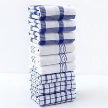 3/6/9pcs Cotton Blend Blue Plaid Kitchen Placemats, Easy To Clean Dishcloth, Multipurpose Cleaning Cloth, Dish Towel - Blue - View 13