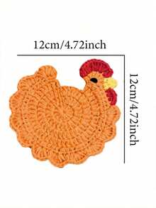 1pc Handmade Crochet Cartoon Chick Cup Mat, Heat Insulation Pad, Anti-Scald Coffee/Beverage/Tea Cup Coaster, Cute Office Desk Accessory, Home Decor - Multicolor - View 2
