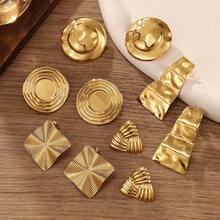 5对混搭欧美夸张时尚金属3D蝴蝶结耳环，圆形光滑，方形不对称耳钉，2025冬季畅销奢华简约个性化高端设计耳环套装（无盒）