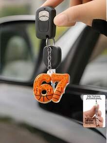 1pc/3pcs 2D Printed "67" Sports Ball Acrylic Keychain Backpack Decor, Interesting Dripping Ice Cream Style, Suitable For Party, New Year, Sports Birthday Gifts, Can Be Used As Gifts For Siblings, Unisex - Multicolor - View 8