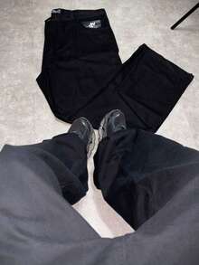 Calça Balão/Baggy Preto-Sarja Dazzling Original Larga Sportlife Basica  Calças Jeans - Preto - Visão 6