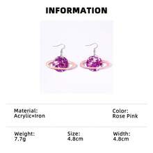 1对时尚简约创意星形亮片太空行星吊坠耳环，激光镂空亚克力耳坠，适合女性日常佩戴和参加派对，四季皆宜 - 耳環 - 查看 8