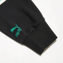 Puma 撞色针织卫衣，男女通用，舒适套头衫，饰有大号Logo，休闲运动装 - 黑色 - 查看 6