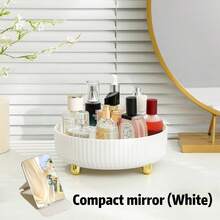 360°旋转化妆品及香水收纳盒，1个大容量梳妆托盘，多功能圆形化妆品收纳架，优雅设计，母亲节礼物