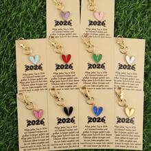 10pcs Lovely Heart Shaped Keychain Set, Valentine's Day Gift, Anniversary Gift, Comes With 3 Different Greeting Cards, Party Favor, Holiday Bulk Gift, Appreciation Gift, Student Classroom Reward - Multicolor - View 6