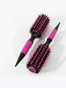 1 Peça/Conjunto Pente Brasileiro - Conjunto de Pentes para Penteado em Alumínio Vermelho - Escova de Cerdas de Náilon e Cerdas de Javali para Todos os Tipos de Cabelo, Inclui Pente Desembaraçador e Modelador de Madeira, Borla de Ar, Pente Quente em Formato de Pêra, Pente Modelador - Multicolorido - Visão 2