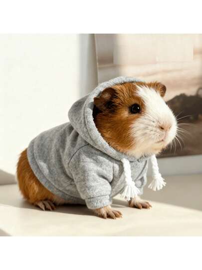 1pc Lightweight Breathable Soft Guinea Pig Solid Color Hoodie, Suitable For 17cm/6.7in Small Pets, Windproof Warm Anti-Shedding Pet Hoodie, Suitable For All Seasons