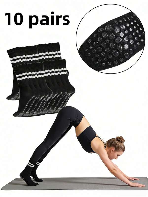 10/5/3/1 Pares Meias de Ioga Femininas, Meias de Ioga Femininas Até a Panturrilha, Meias de Ioga Até a Panturrilha para Esportes ao Ar Livre e Pilates, Antiderrapantes para Corrida, Fitness, Pular Corda, Dança, Pilates