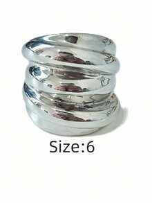1 pieza Anillo de mujer con hilo giratorio, estilo minimalista exagerado de moda, color contrastante oro rosa, resistente al agua, no se desvanece, de alta calidad, personalizado para uso diario - Anillo de mujer de varias vueltas - Ver 15